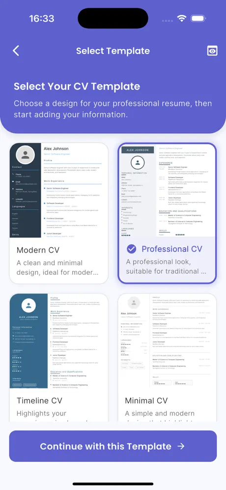 CV Maker app screenshot