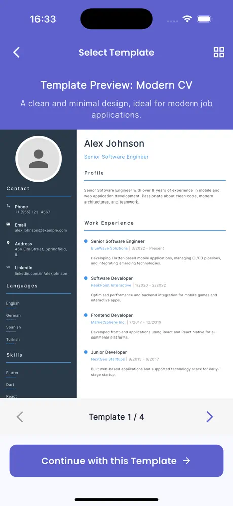 CV Maker app screenshot
