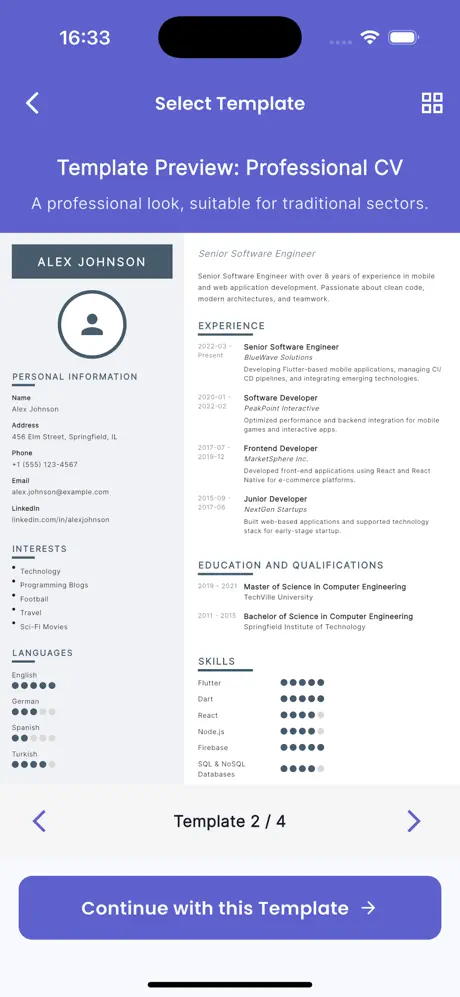 CV Maker app screenshot