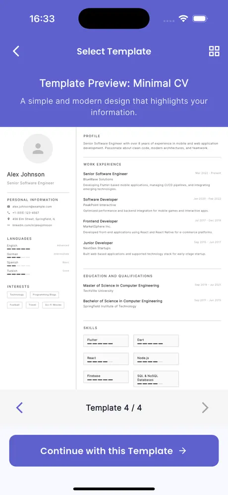 CV Maker app screenshot